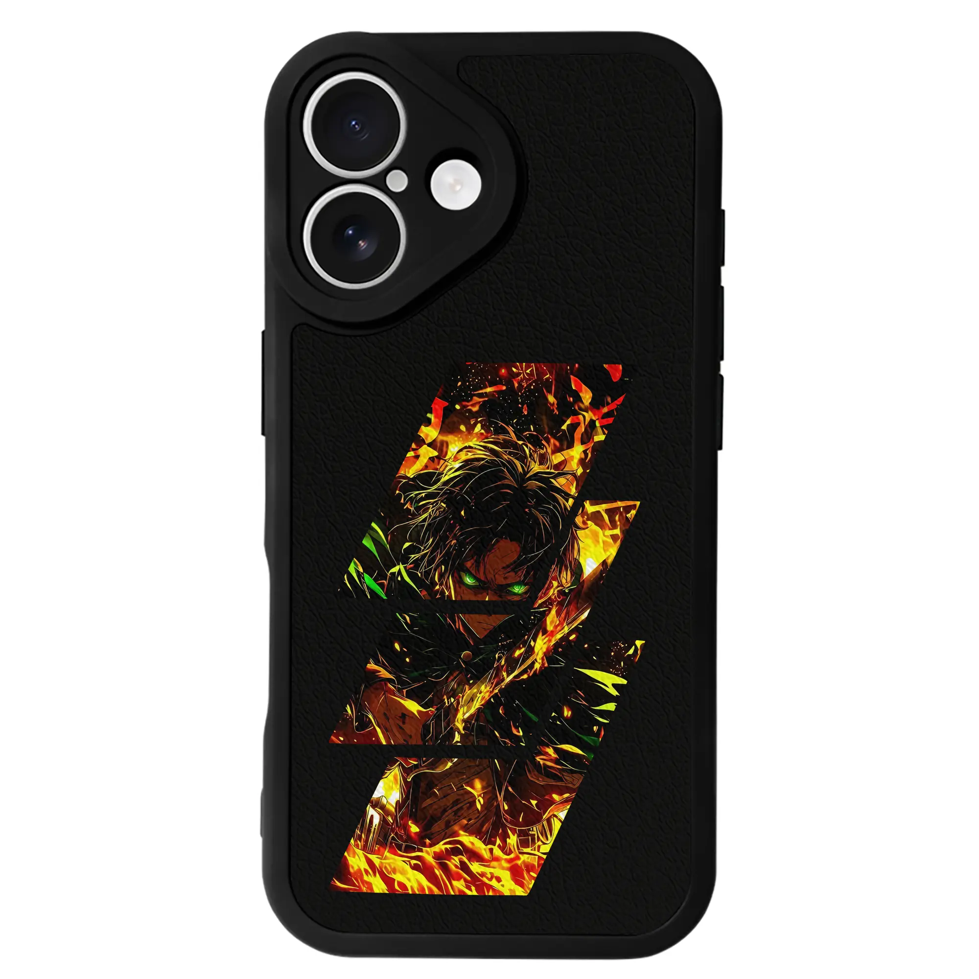 進撃の巨人 グッズ エレン・イェーガー - IPhone 16シリーズ対応 ・ シリコンスマホケース ・ レザー調 ・ 高精度フィット ・ 耐衝撃 ・ ワイヤレス充電対応 ・ 精密カット